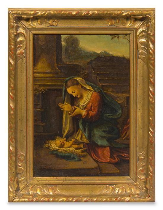 A Continental Oil on Board 19th century