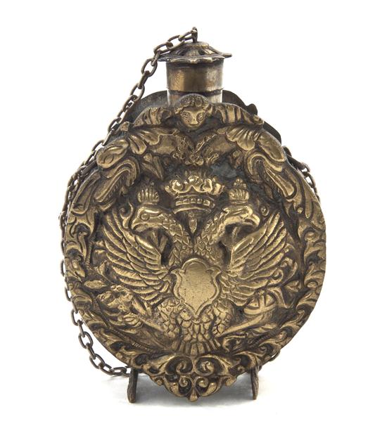 A Russian Brass Flask of circular