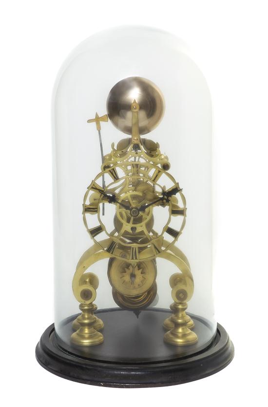 A Continental Gilt Metal Skeleton Clock