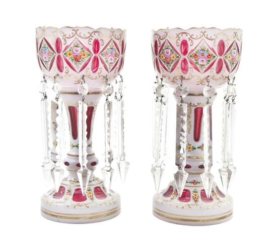 * A Pair of Bohemian Cased Glass