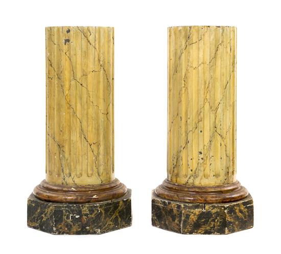 A Pair of Italian Faux Marble Pedestals