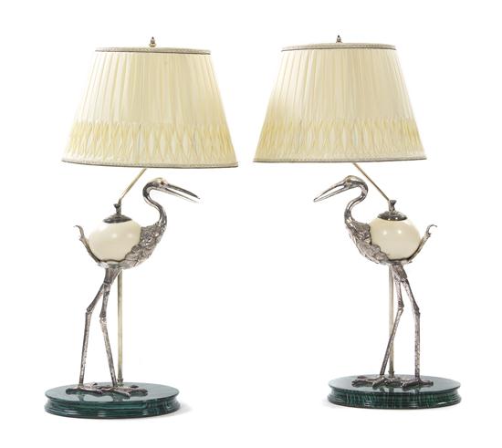 A Pair of Silvered Metal and Ostrich 1526f0