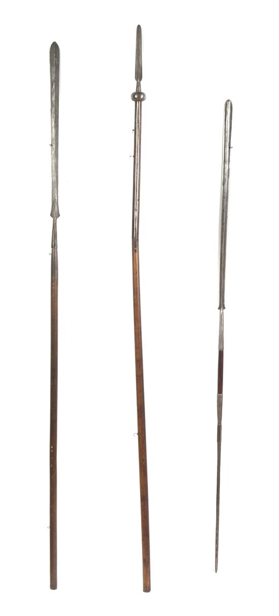 * Four Iron Tip Spears with turned