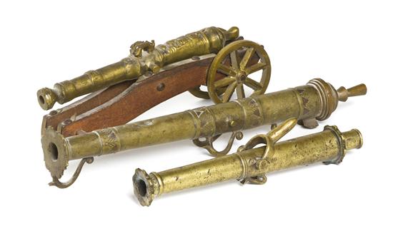 * Three Brass Models of Cannons one