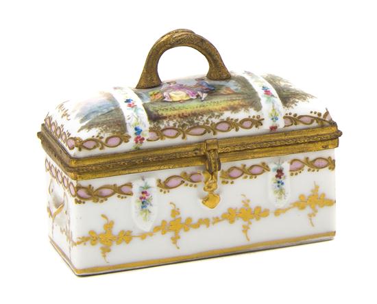 * A Meissen Porcelain Gilt Metal