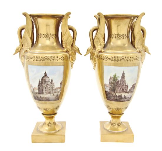 A Pair of Dresden Porcelain Vases each