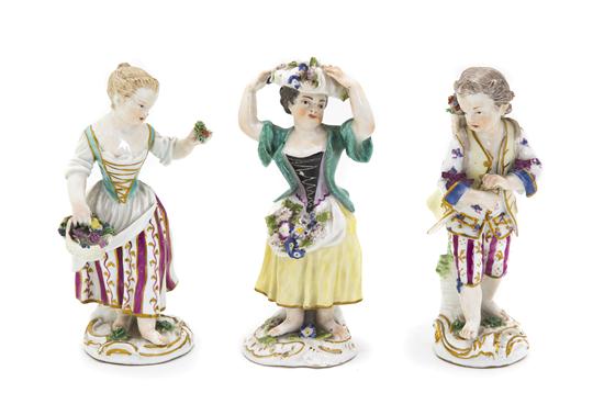 * A Group of Three Meissen Porcelain