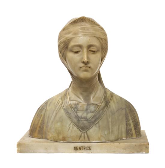  An Italian Alabaster Bust signed 1527bf