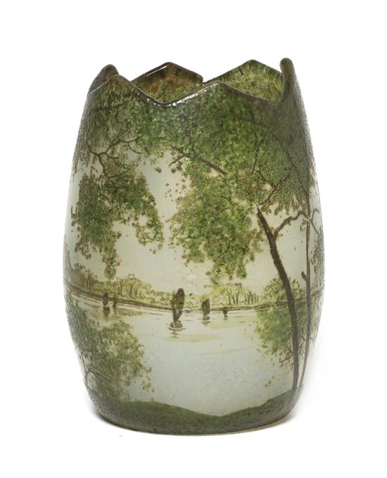 * A French Enameled Glass Landscape