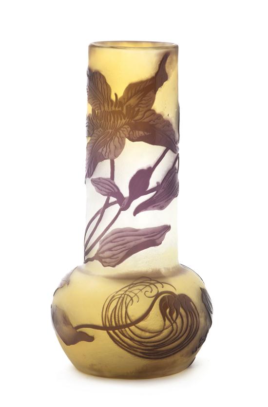 * A Galle Cameo Glass Vase of bottle