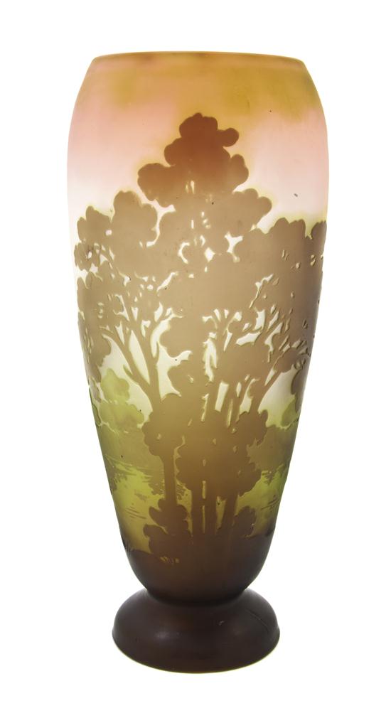 A Galle Cameo Glass Landscape Vase