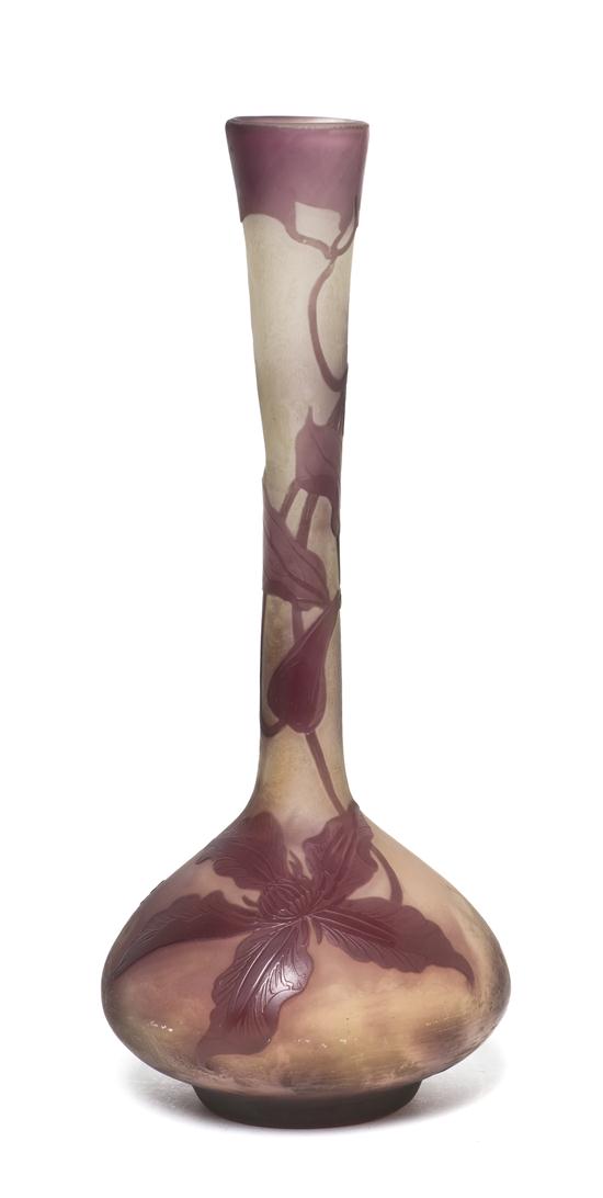 A Galle Cameo Glass Vase of bottle form