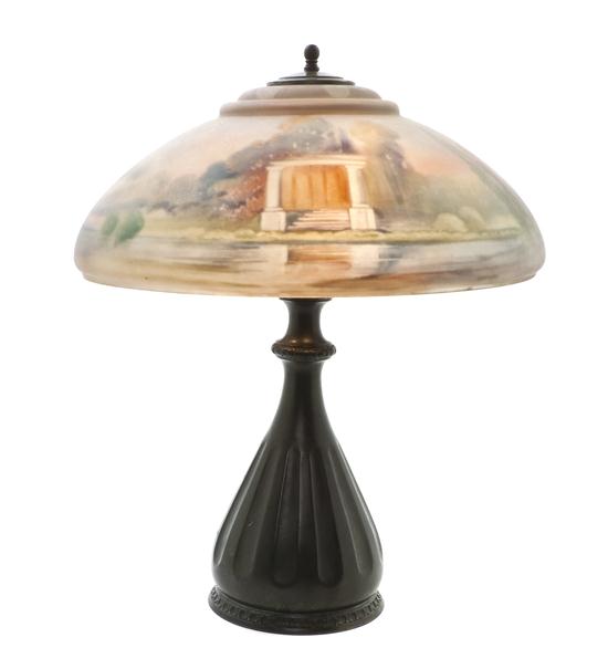 A Pairpoint Reverse Painted Scenic Lamp