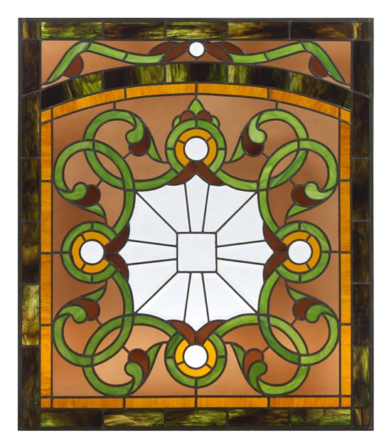 An American Leaded Glass Window of square