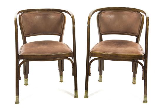 A Pair of Beech Armchairs Gustave