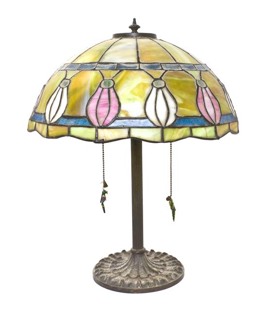 * An American Leaded Glass Table Lamp