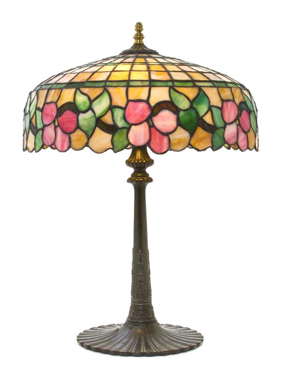 A Chicago Mosaic Leaded Slag Glass Lamp