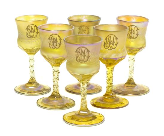 A Set of Six Tiffany Gold Favrile 1528bd