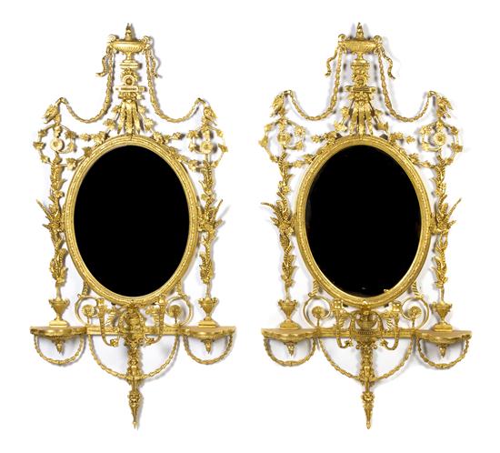 A Pair of Adam Style Giltwood Mirrors