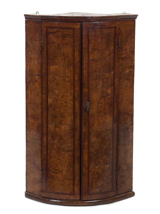 An English Burl Elm Corner Cabinet 1528d9