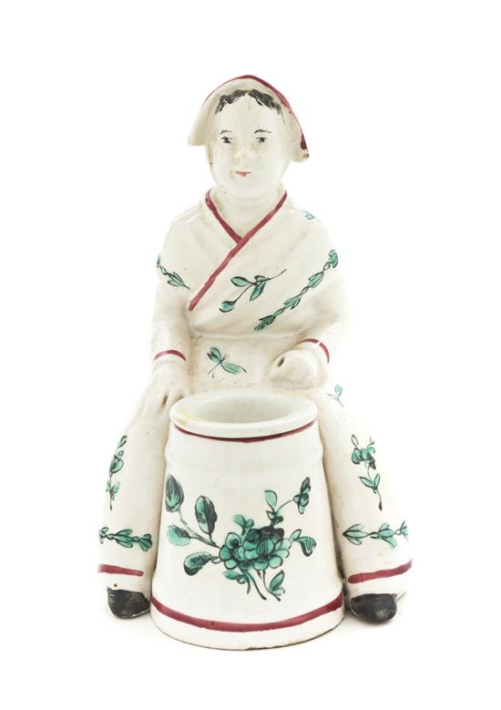 A French Porcelain Figural Inkwell