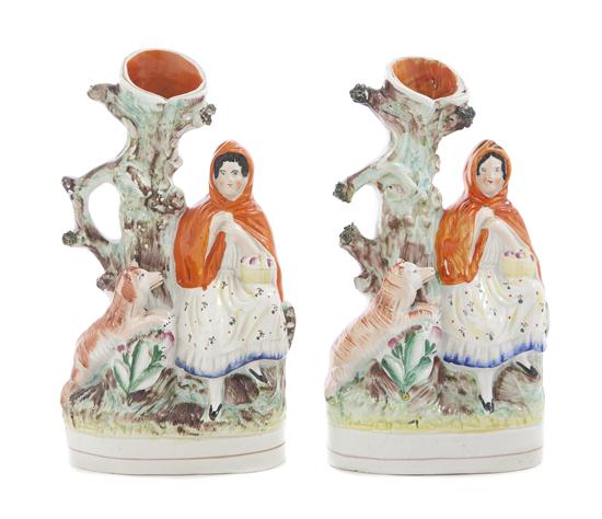 Two Staffordshire Figural Spill Vases