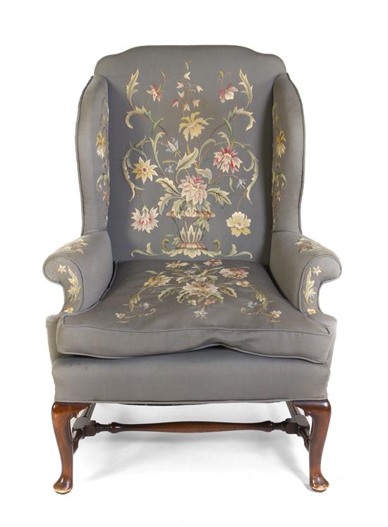 A Needlework Upholstered Wingback