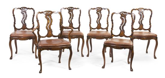 A Set of Six Dutch Oak and Marquetry 15293c