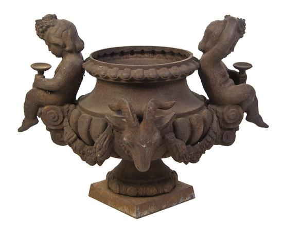 A Victorian Cast Iron Urn of baluster 15297f