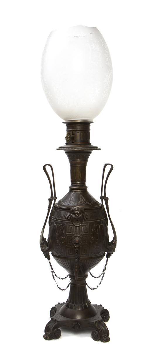 A Late Victorian Bronze Oil Lamp 152977