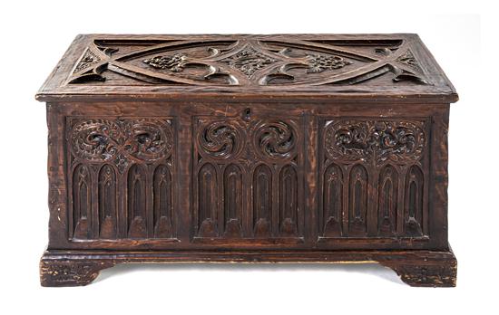 An English Oak Chest later carved