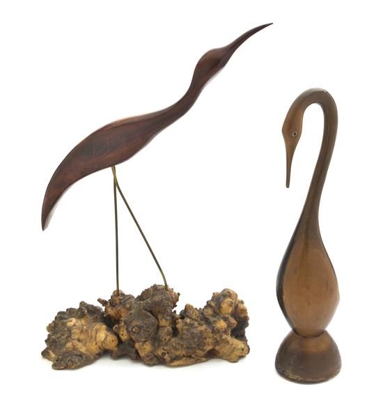 Two Carved Wood Bird Figures each