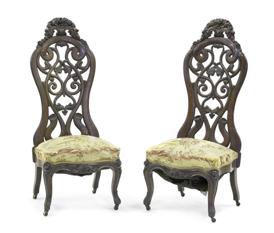 *A Pair of Victorian Slipper Chairs