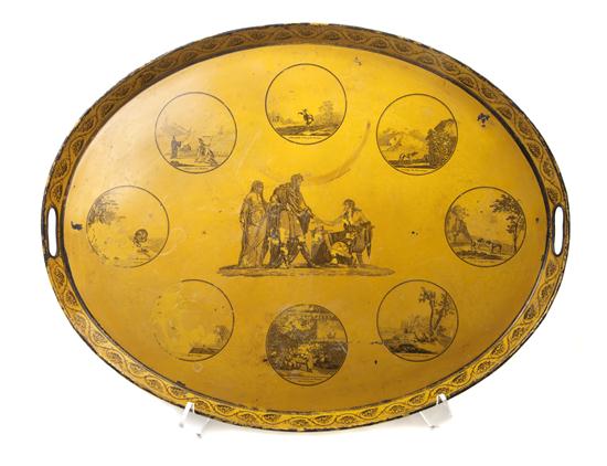 A French Painted Tole Tray of oval 152a39