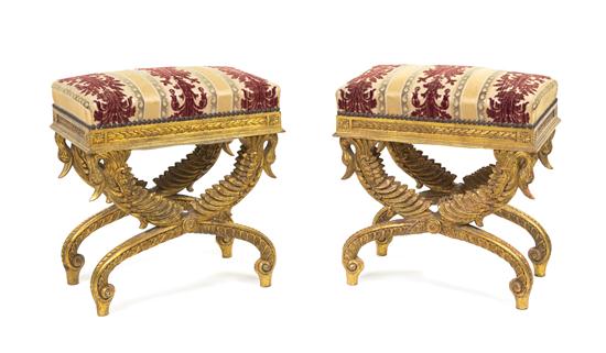 A Pair of Giltwood Tabourets with 152a84