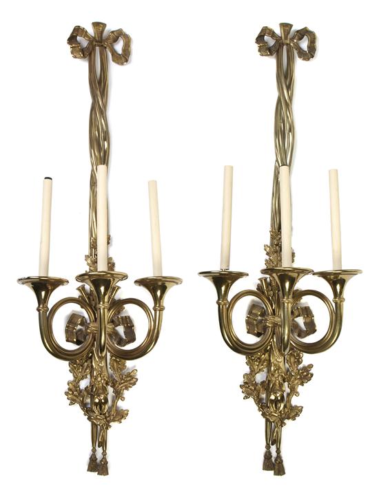 A Pair of Gilt Bronze Three Light 152a98