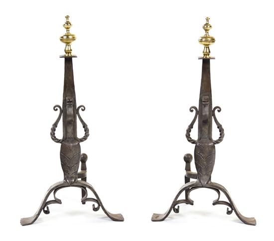 A Pair of Neoclassical Brass and Iron