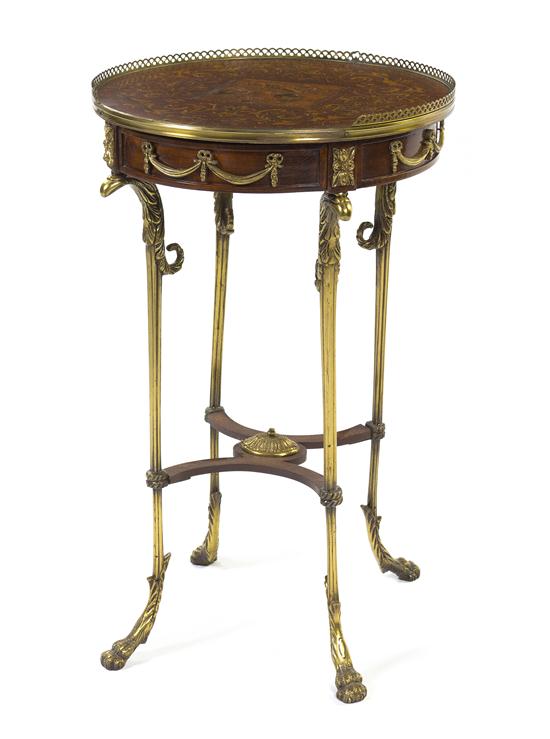 An Empire Style Marquetry and Gilt Metal