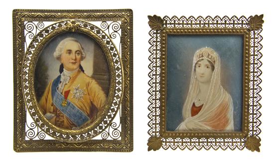 Two Portrait Miniatures on Ivory