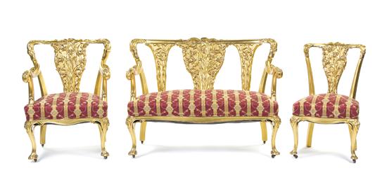 An Art Nouveau Giltwood Parlor Suite