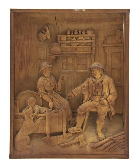  A German Carved Wood Relief Plaque 152b1f