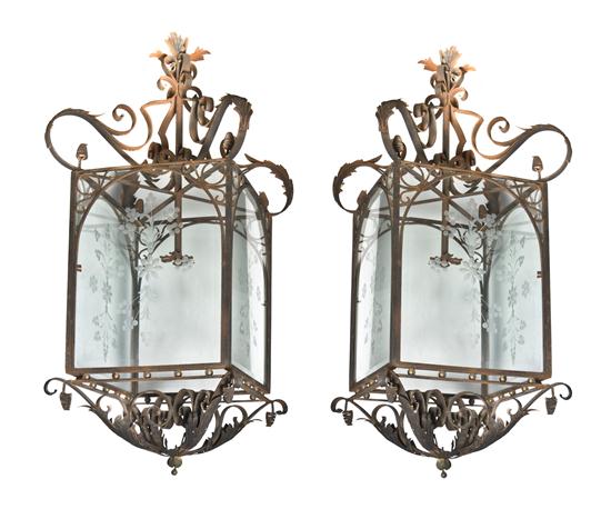 A Pair of Wrought Iron Tole and 152b3c