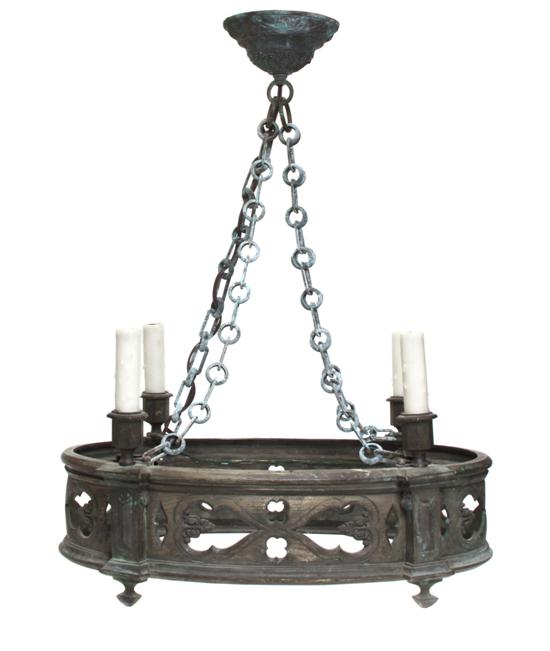A Gothic Style Bronze Four-Light