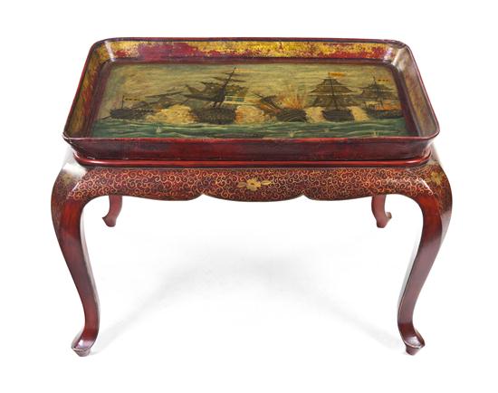A Continental Lacquered Tray on