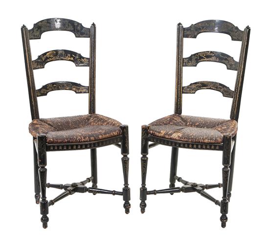 *A Pair of Lacquered Ladder Back Side