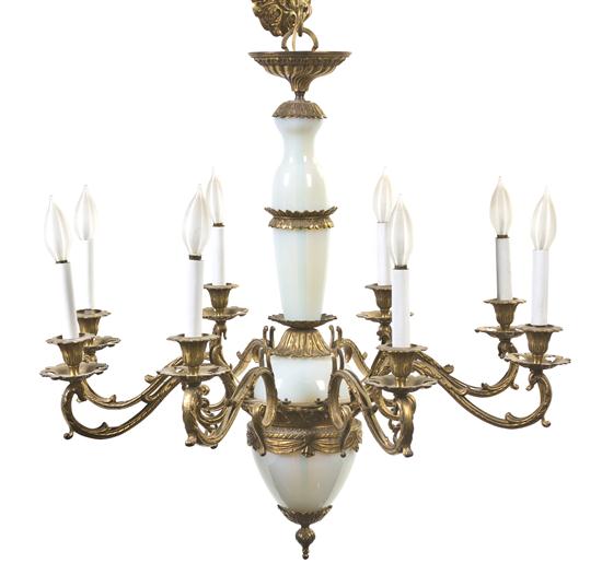  A Gilt Metal and Opaline Eight Light 152ba4