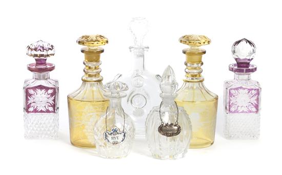 A Collection of Seven Glass Decanters