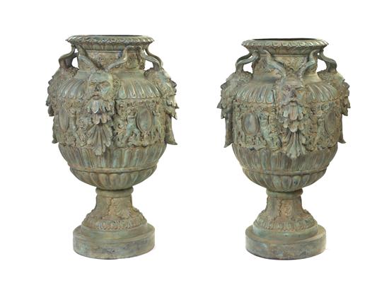 A Pair of Neoclassical Bronze Urns 152bc2