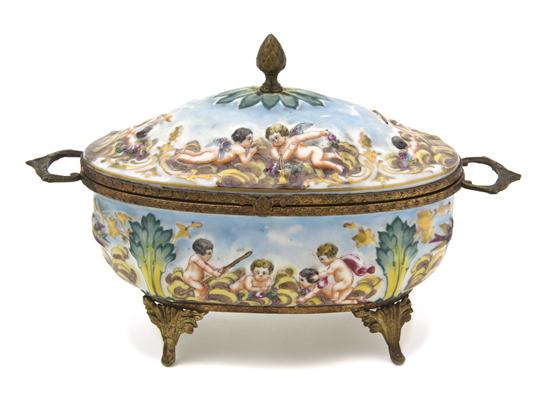 A Capodimonte Porcelain Table Casket