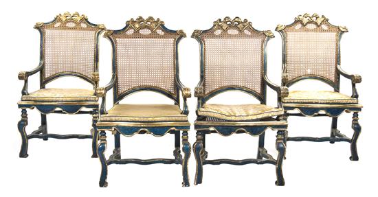 A Set of Four Italian Painted and